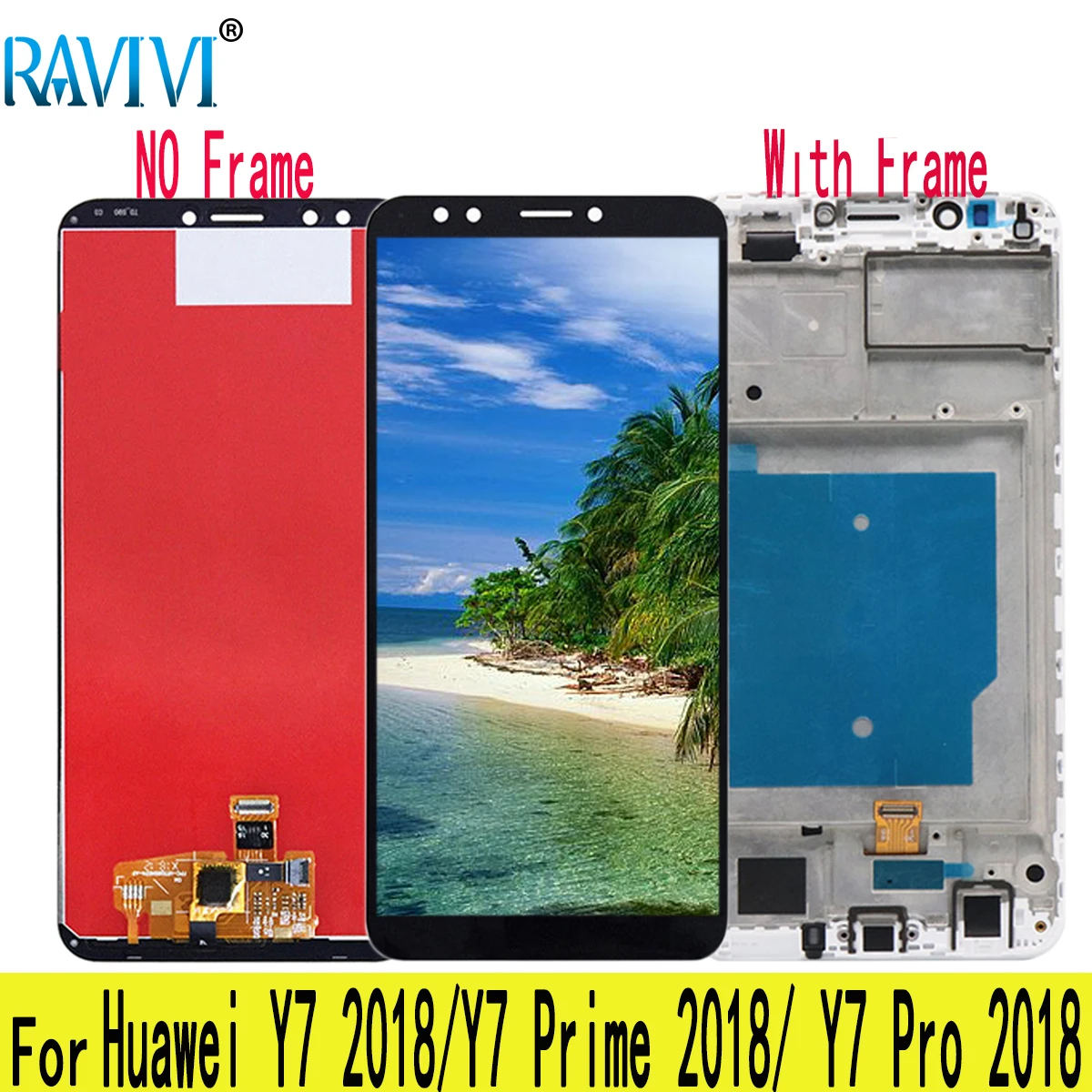

ЖК-дисплей для Huawei Y7 Prime 2018, ЖК-дисплей с сенсорным экраном и дигитайзером в сборе, замена с рамкой для Y7 2018