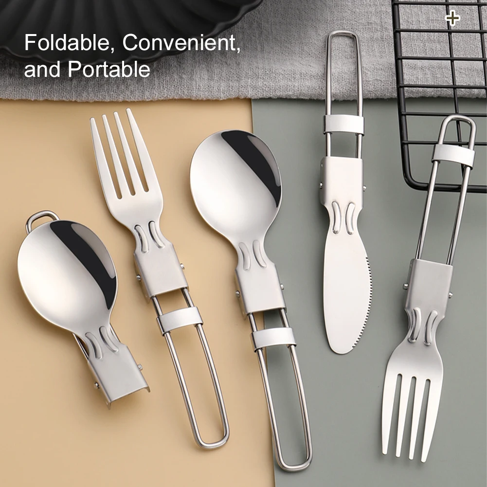 

Household Stainless Steel Cutlery Set Portable Fork Knife Spoon Tableware Set For Outdoor Camping Travel Picnic Accessories