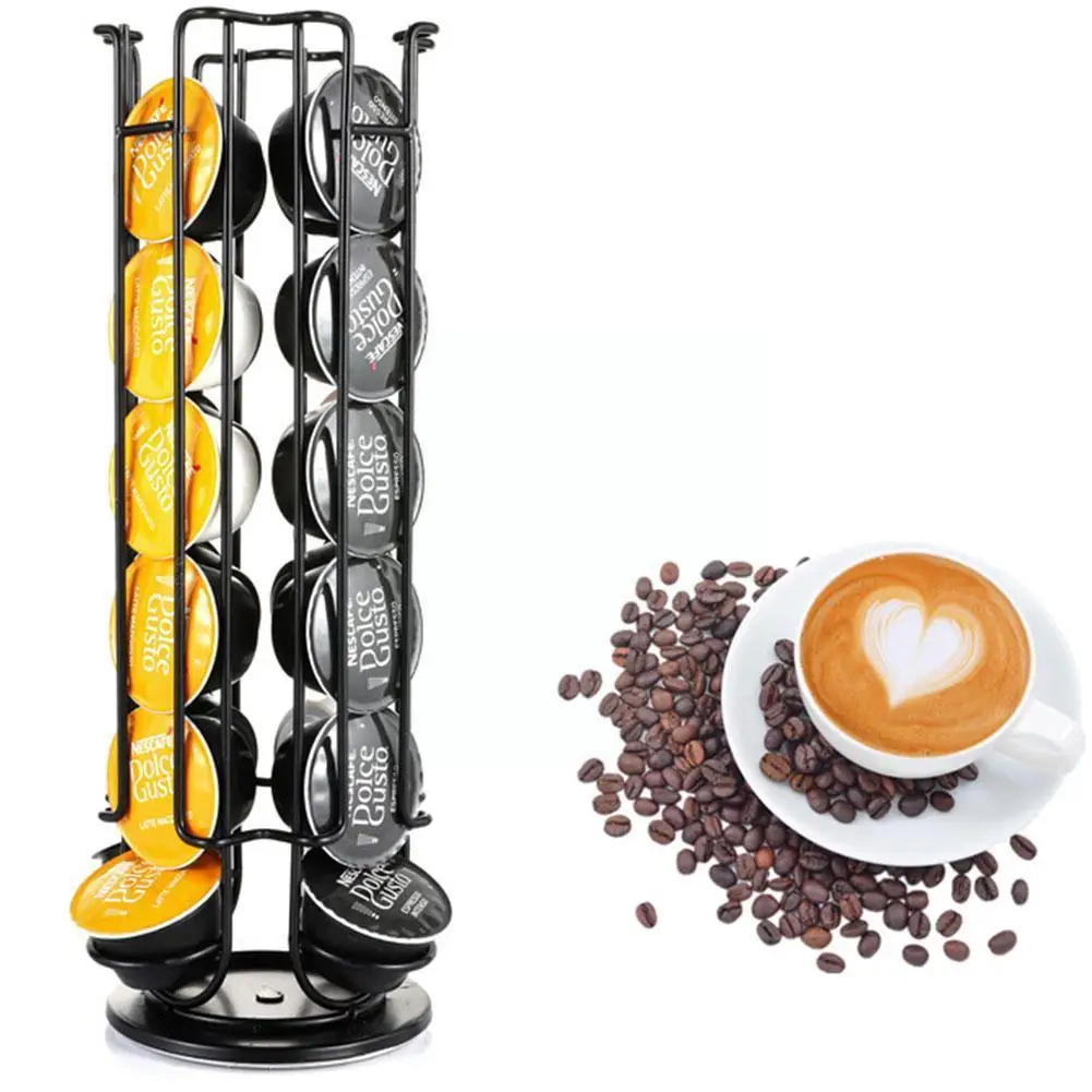 Вращающийся держатель для капсул кофе 24 чашки стойка Dolce Gusto стальная башня полки