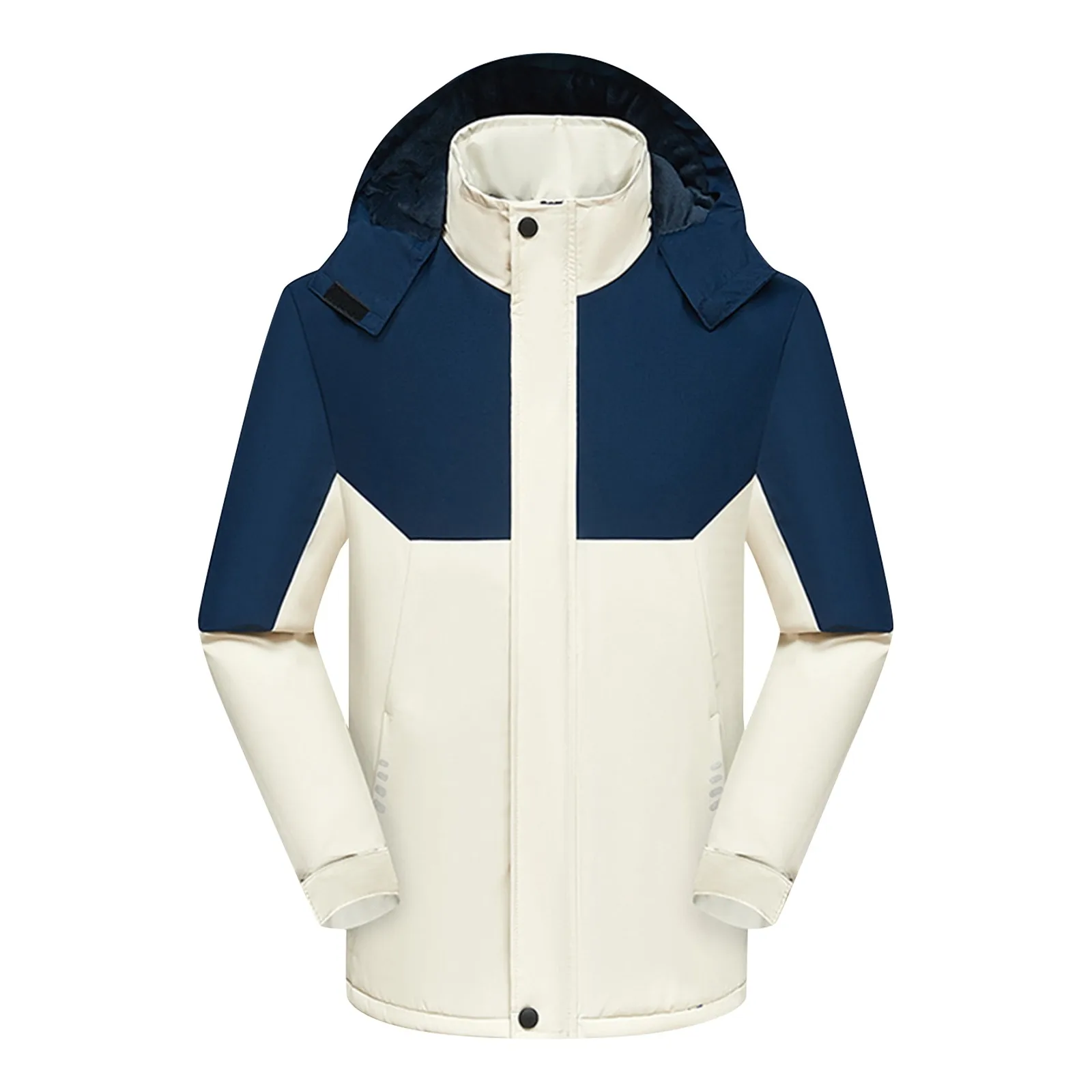 

Men's Thickened Jacket Winter Wear Windproof Hiking Stand Collor Hooded Coats Training Jackets Outdoor Color Matching Jacket