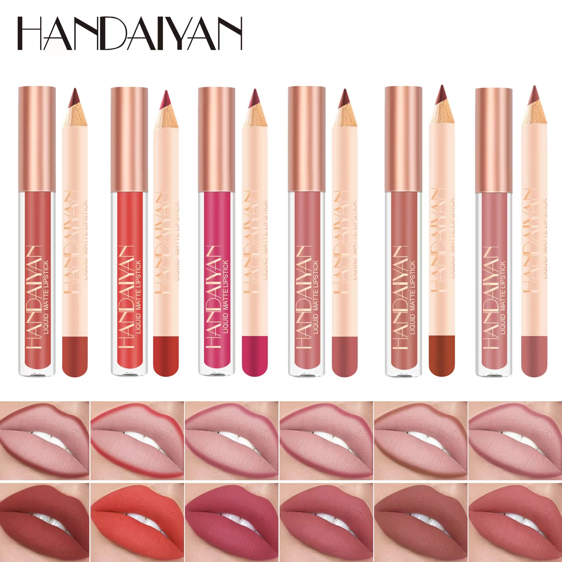 

Handaiyan Matte Lip Gloss Lipliner Kit Lip Liner Pencil Liquid Lipstick Set Waterproof Lipgloss Long Lasting Makeup Cosmetics