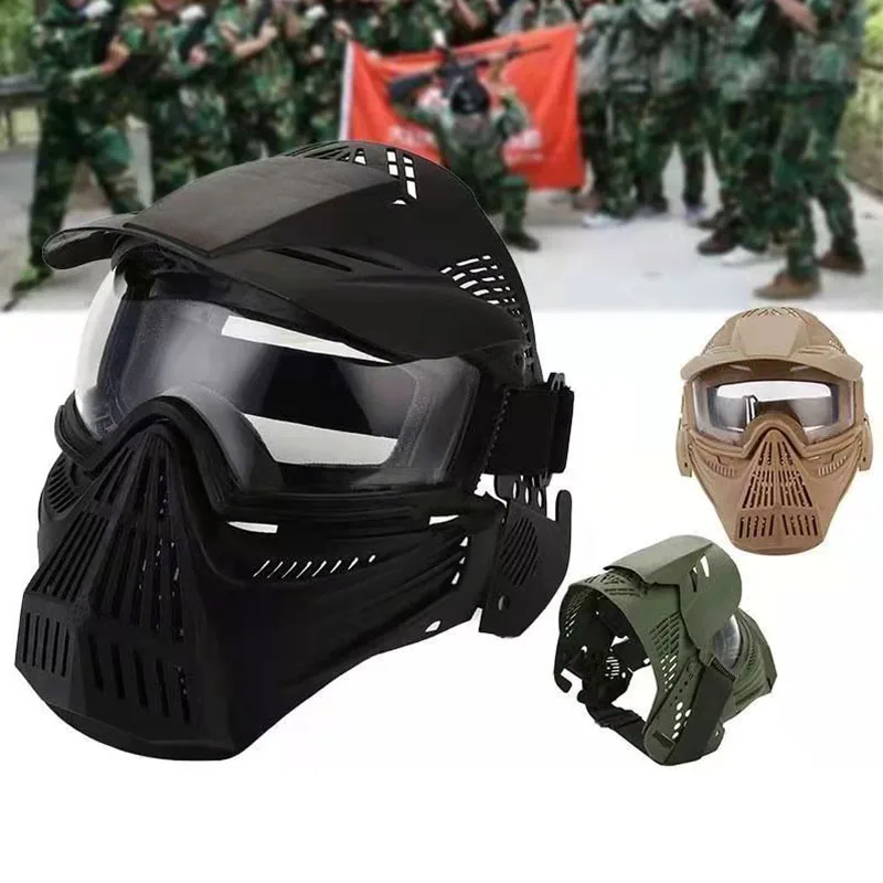 

Тактическая Маска на все лицо, Противоударная и противоударная защитная маска, охотничье снаряжение