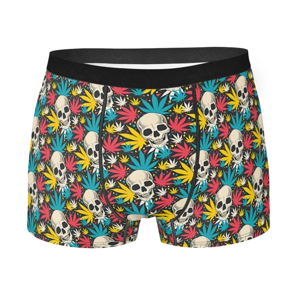 

Skull Cannabis Pattern Design Underpants Breathbale Panties Man Underwear Sexy Shorts Boxer Briefs