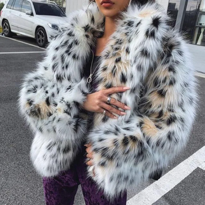 Winter Women's Faux Fur Coat Warm Long Sleeve Snowsuit Jacket New Brands Luxury Designer Clothing