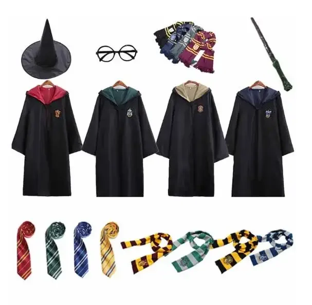 Child Adult Harryy Potter Cosplay Costume Wizarding Robe Cloak Scarf Hermione Skirt Shirt Gryffindor Accessories Gifts