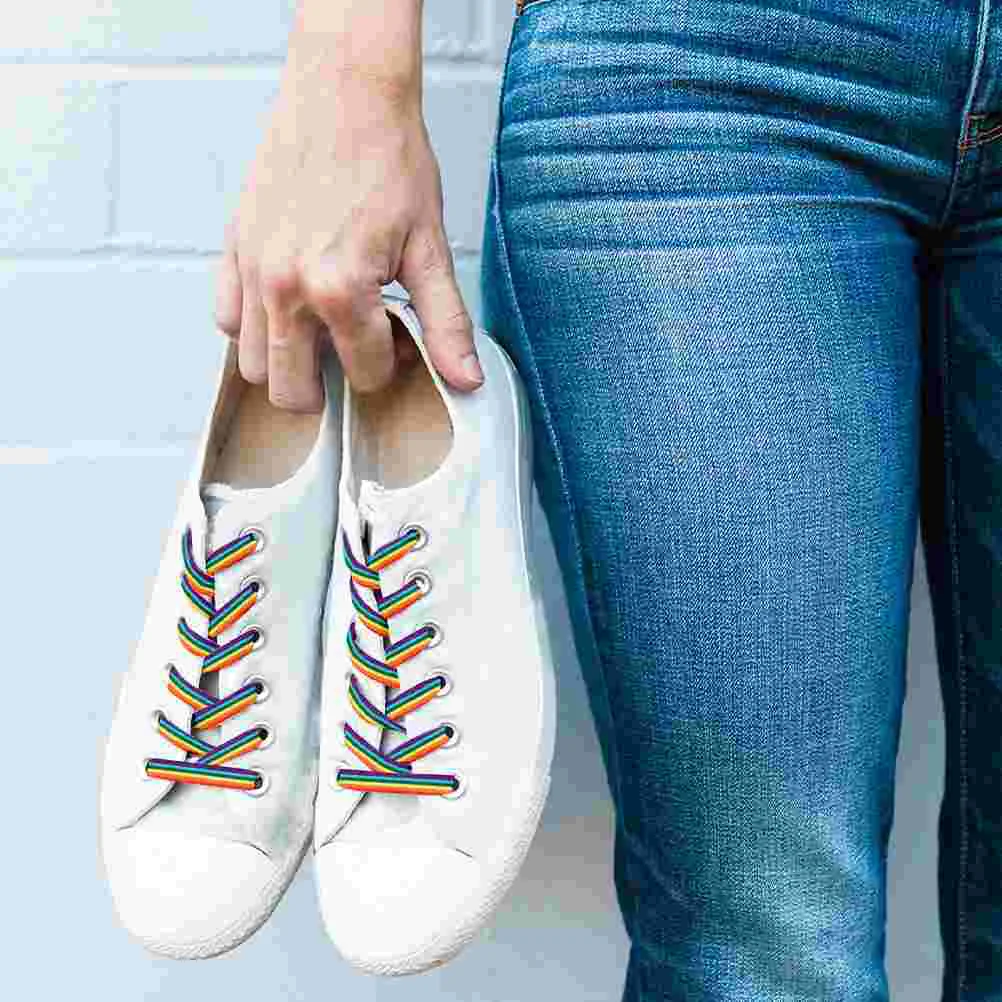 Running Shoe Strings Exercise Accessories Shoe Accessories Laces Sneakers Rainbow Gradient Laces Stripe Fashion Shoelaces