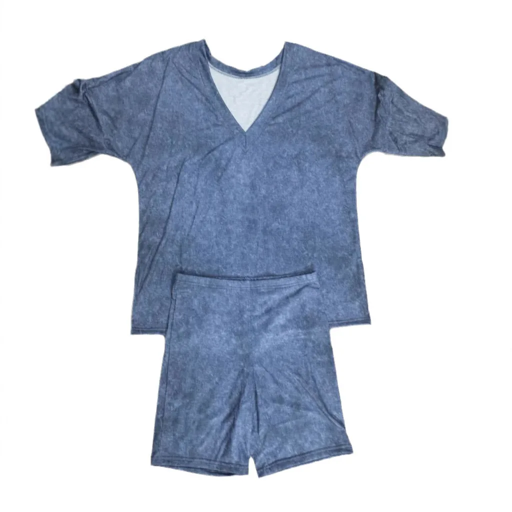 Модный комплект из 2 предметов с v-образным вырезом и короткими рукавами женский