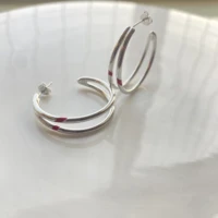 2022 fashion minimalist jimin red carving earrings for women girl birthday gifts fashion circle geometric line couple earrings