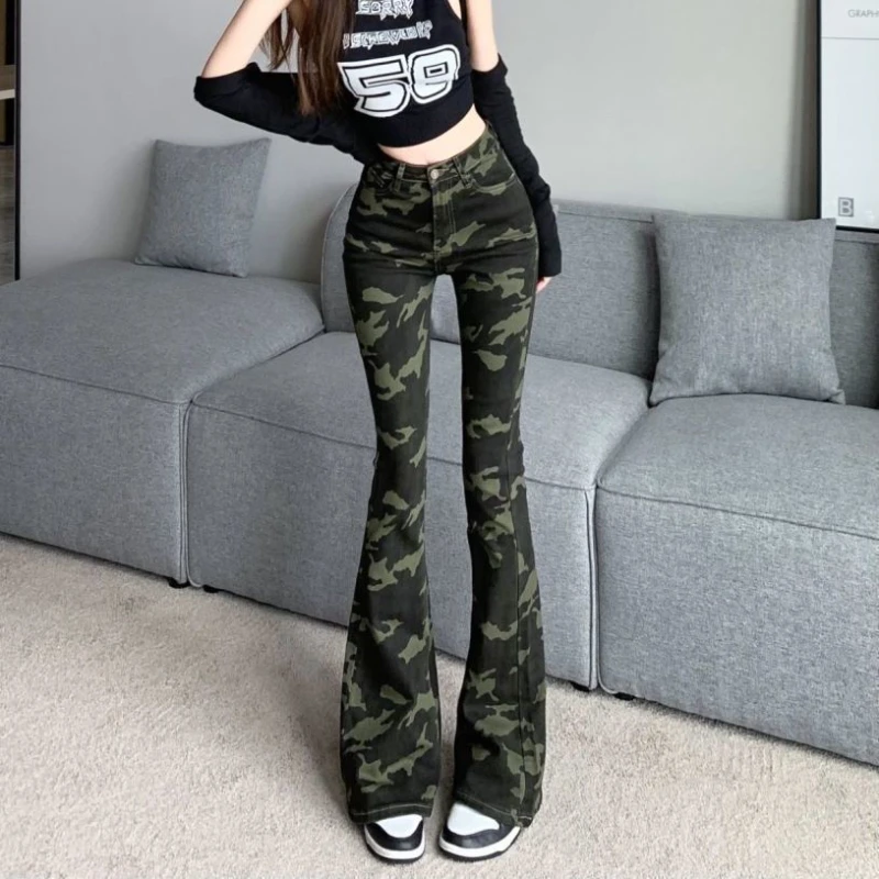 

Модные женские леггинсы в стиле милитари в армейском стиле с карманами, женские камуфляжные повседневные брюки, узкие брюки в уличном стиле...