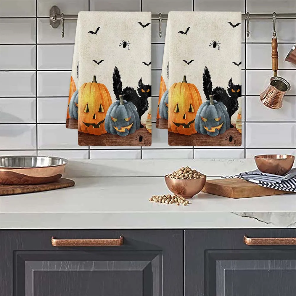 Absorbent Dish Cloth Tableware Towel Orange Pumpkin Dishwash