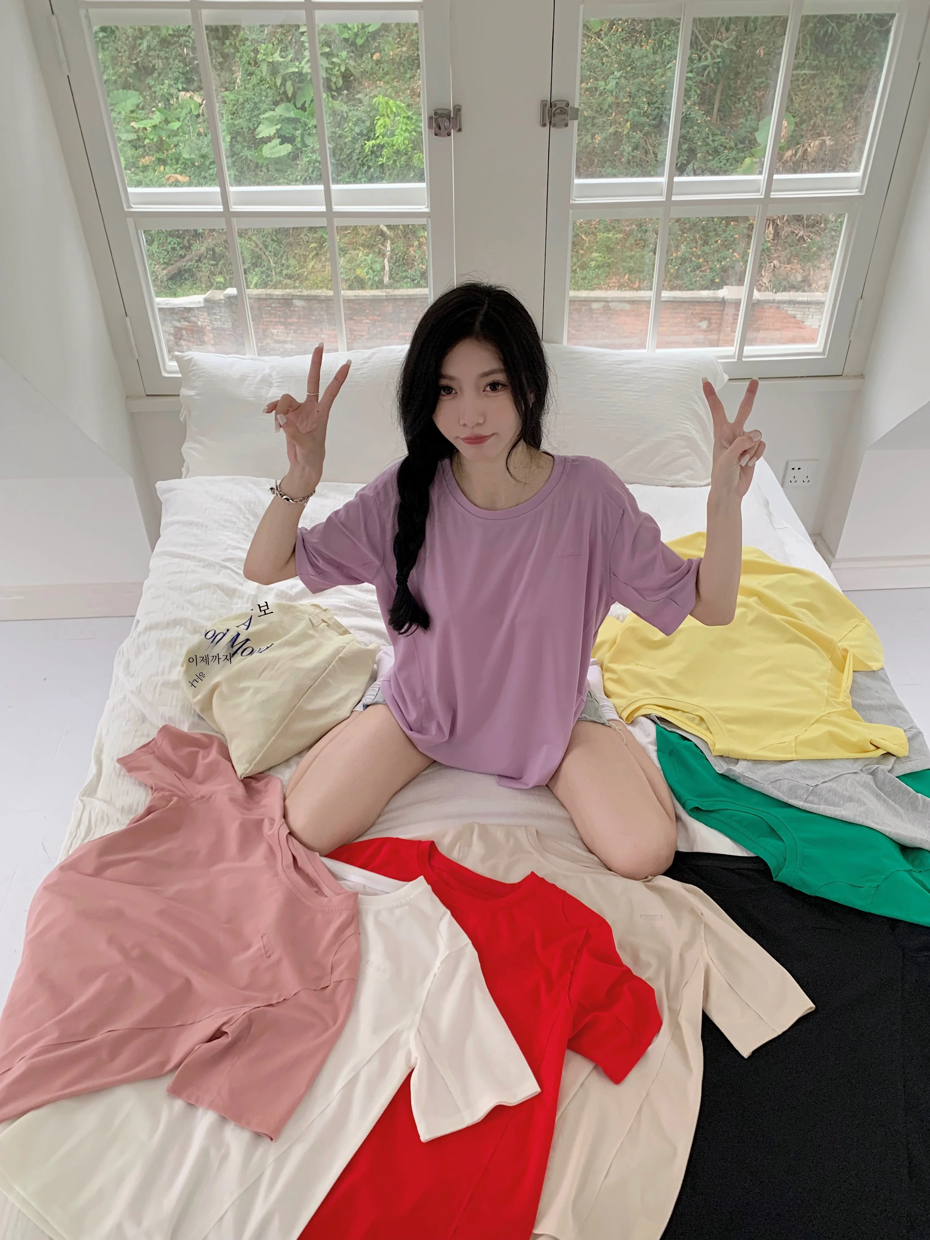 0003 реальная фотография ~ полная девочка повседневная свободная стройнящая