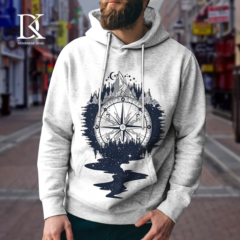 

DK Viking Compass Print Man Sweatshirt Hot Sell Man Brand Hoodies Autumn Winter Hooded Tracksuits Male Fashion Pullover