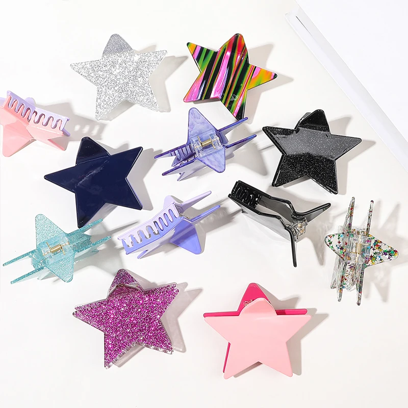 

Shining Star Hair Claws Women Girls Hairpins Large Shiny Five-Pointed Star Hair Clip Sequins Ponytail Clips Barrettes Headwear