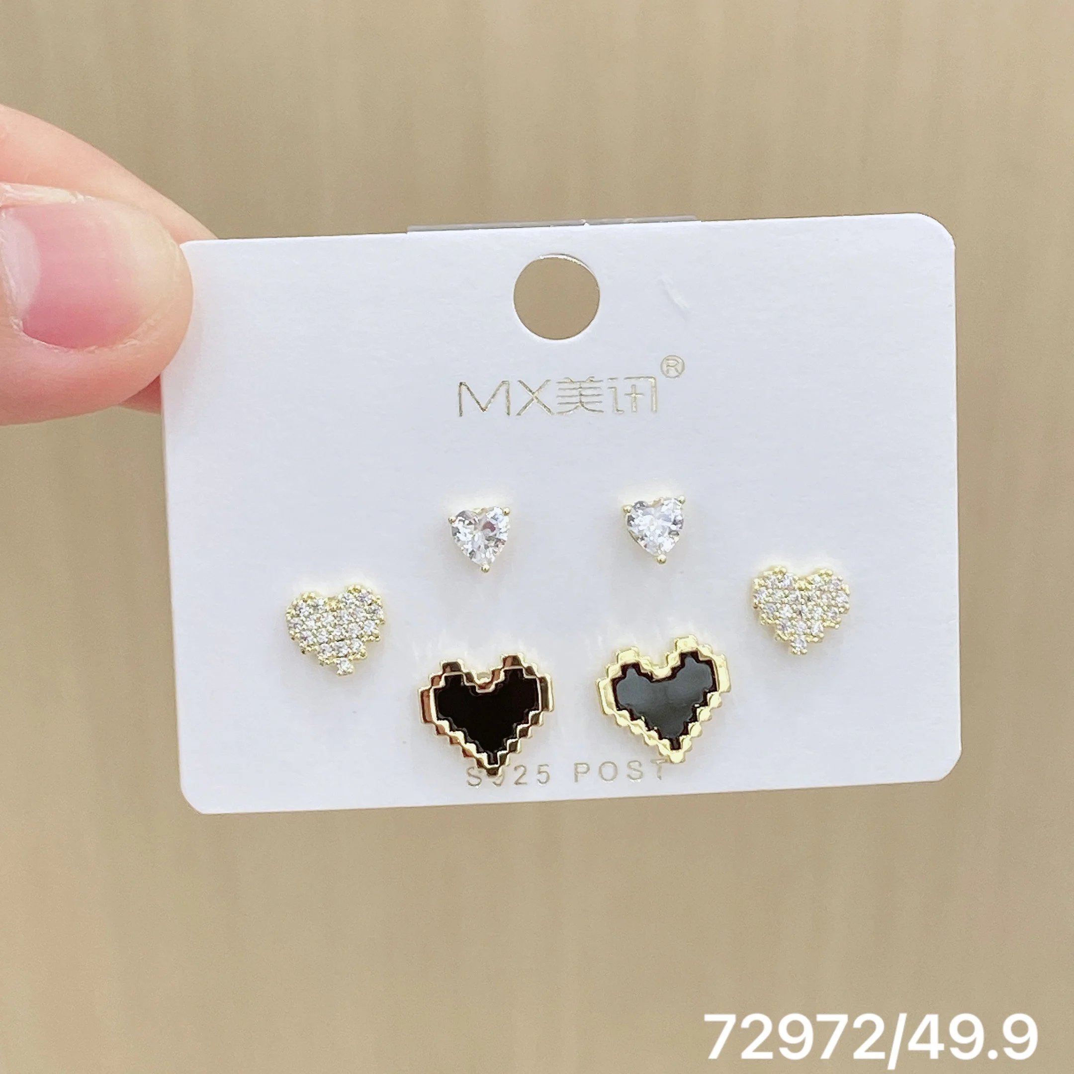 Meixun Earrings Jewelry S925 Silver Needle Temperament Fashion Exquisite Small Three Pairs of