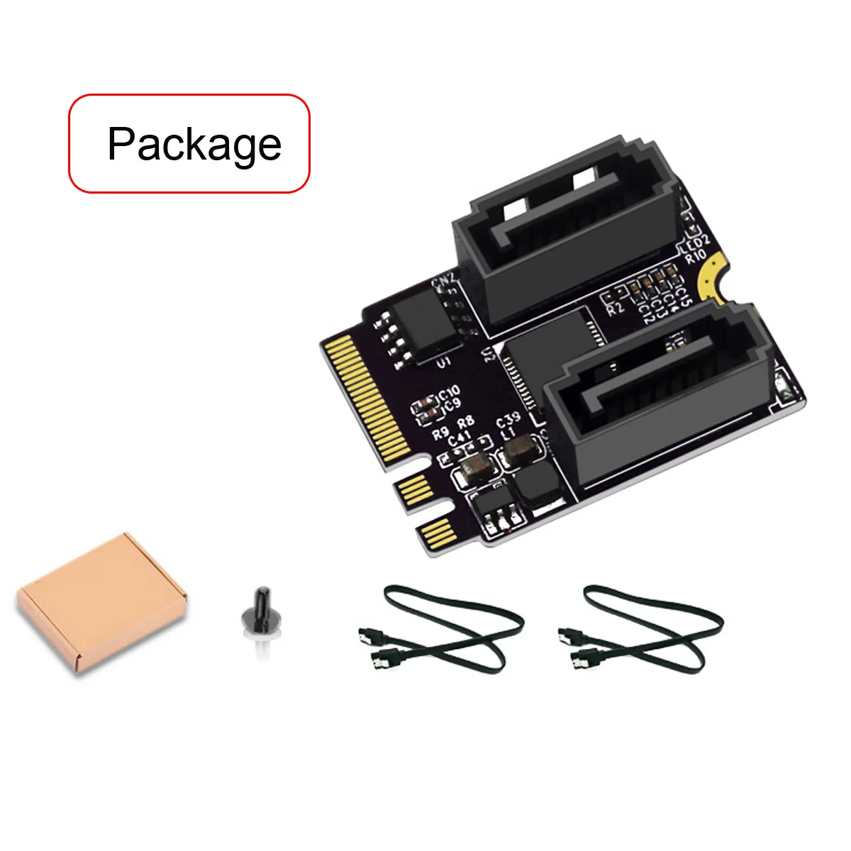 NGFF Key A+E PCI Express to SATA 3.0 Dual Ports Adapter Converter Card JMB582 |