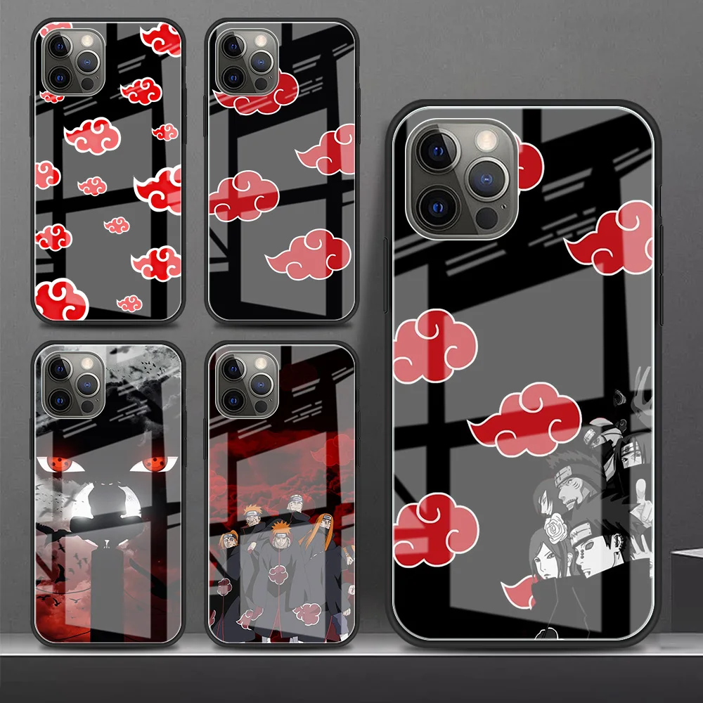 

Glass Case for Apple iPhone 13 12 11 Pro Max Luxury SmartPhone Movil XR X 8 7 Plus 6S 6 XS SE Celular Funda Fashion Cloud Naruto