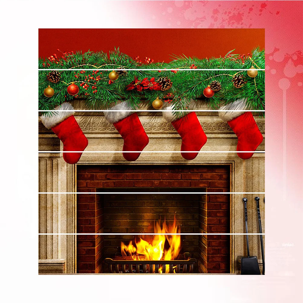 

1pc Christmas Stove Socks Stair Stickers Adhesive 3D Creative Sticker Mural