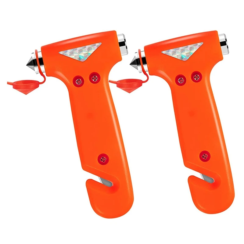 

2-Pack Car Safety Hammer, Emergency Car Escape-Tool,Seatbelt Cutter, Automotive Life Rescue Tools For Car, Home, Orange