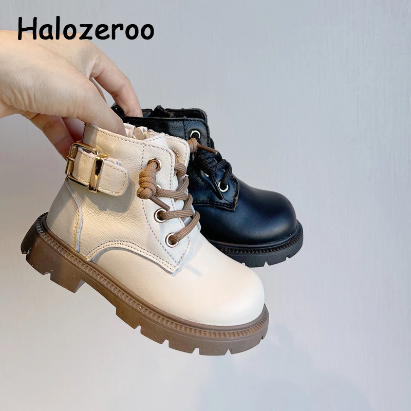 

Детские черные ботинки из натуральной кожи, на осень