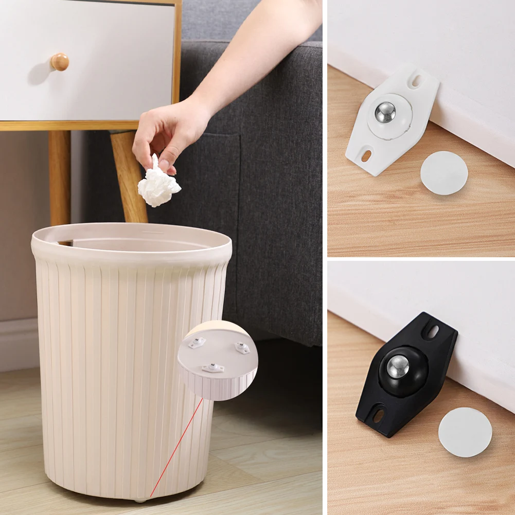 

1/4pcs Rotating Storage Box Caster Ball Universal Trash Can Bottom Wheel Pulley Self-Adhesive Furniture Rollers