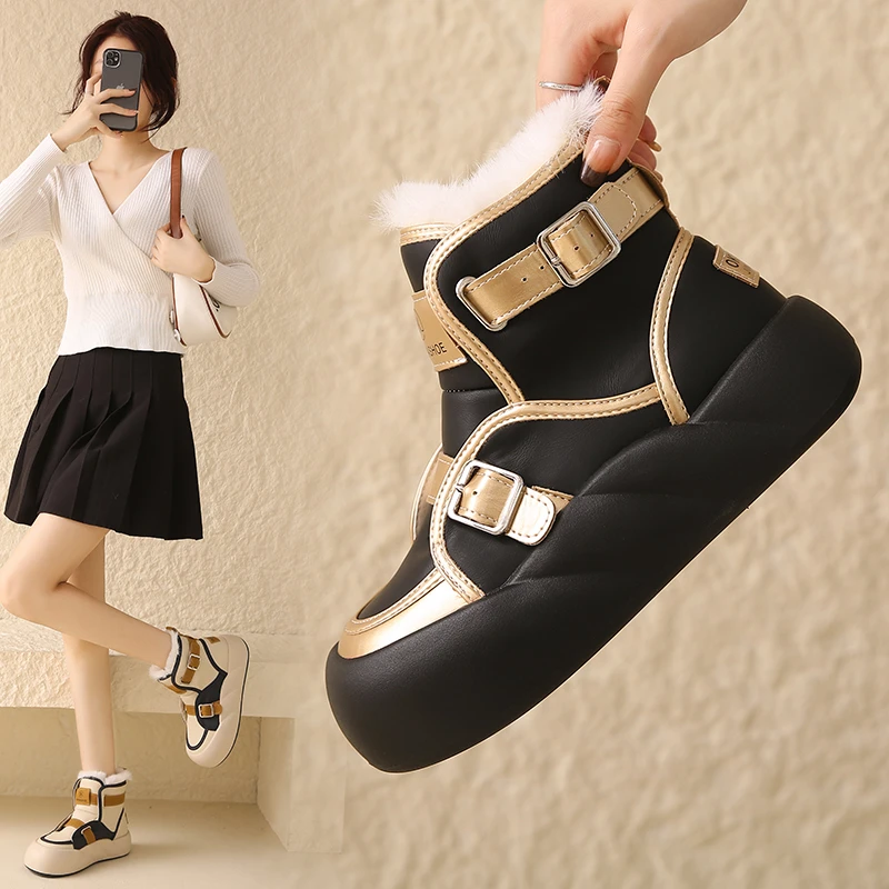 

Женские теплые ботинки из натуральной кожи, с плюшевой подкладкой