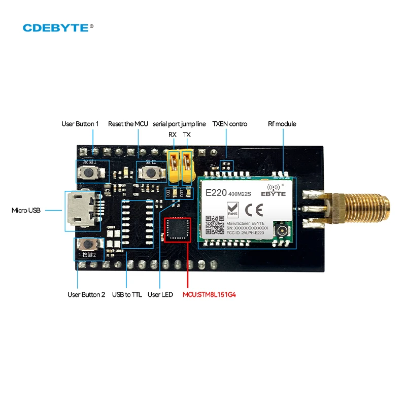 E220-400MBL-01 LoRa Development Evaluation Kit LLCC68 22dBm Pre-welded E220-400M22S Compatible with E07/E30/E220/E32/E22 IoT