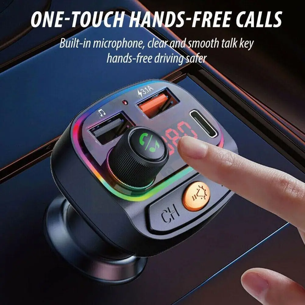 

Автомобильный громкой связи Bluetooth совместимый 5,0 FM-передатчик автомобильный комплект Автомобильный музыкальный плеер USB Супер быстрая зарядка адаптер для автомобиля N1H2