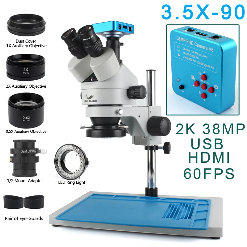 

HIGH CLOUD 3.5X-90X Тринокулярный Микроскоп
