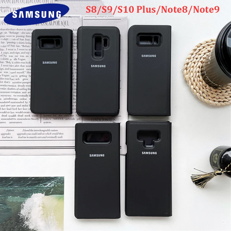 

Умный зеркальный чехол для телефона Samsung Galaxy S10 S9 S8 Plus Note9 Note 8, кожаный Автоматический флип-чехол с функцией сна, защитный чехол с полной защит...