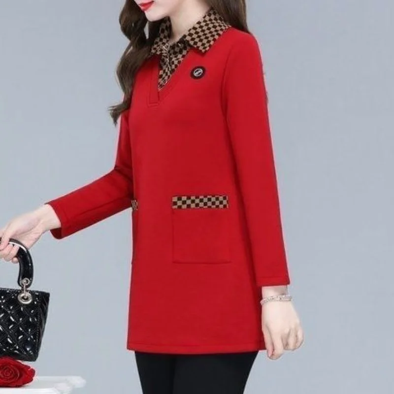 Новинка Осень/Зима 2023 рубашки из двух частей в клетку с воротником-стойкой