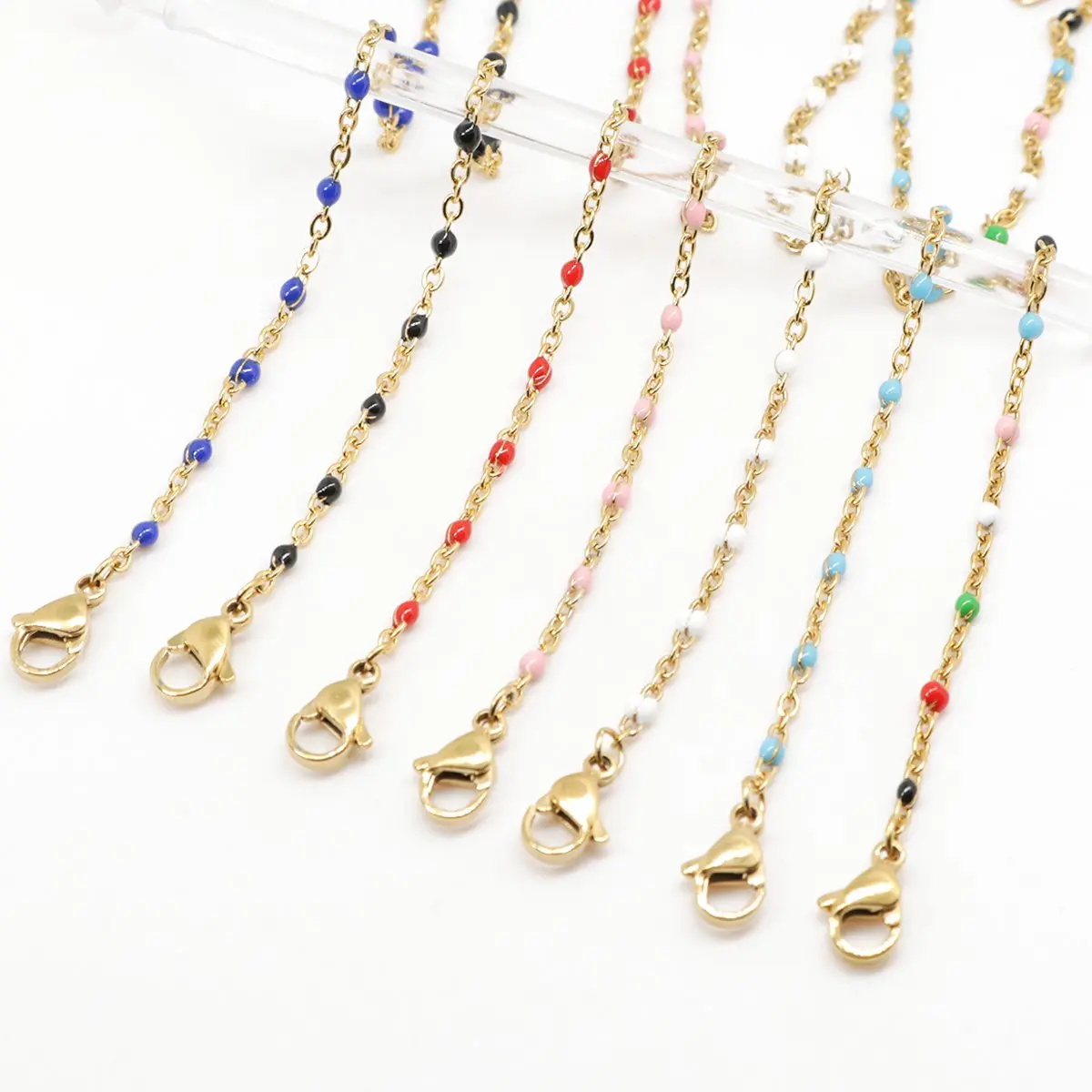 

New Hot 304 Stainless Steel Enamel Anklet Gold Color Mixed Enamel Color For Women Girl 23cm(9") long, 1 Piece