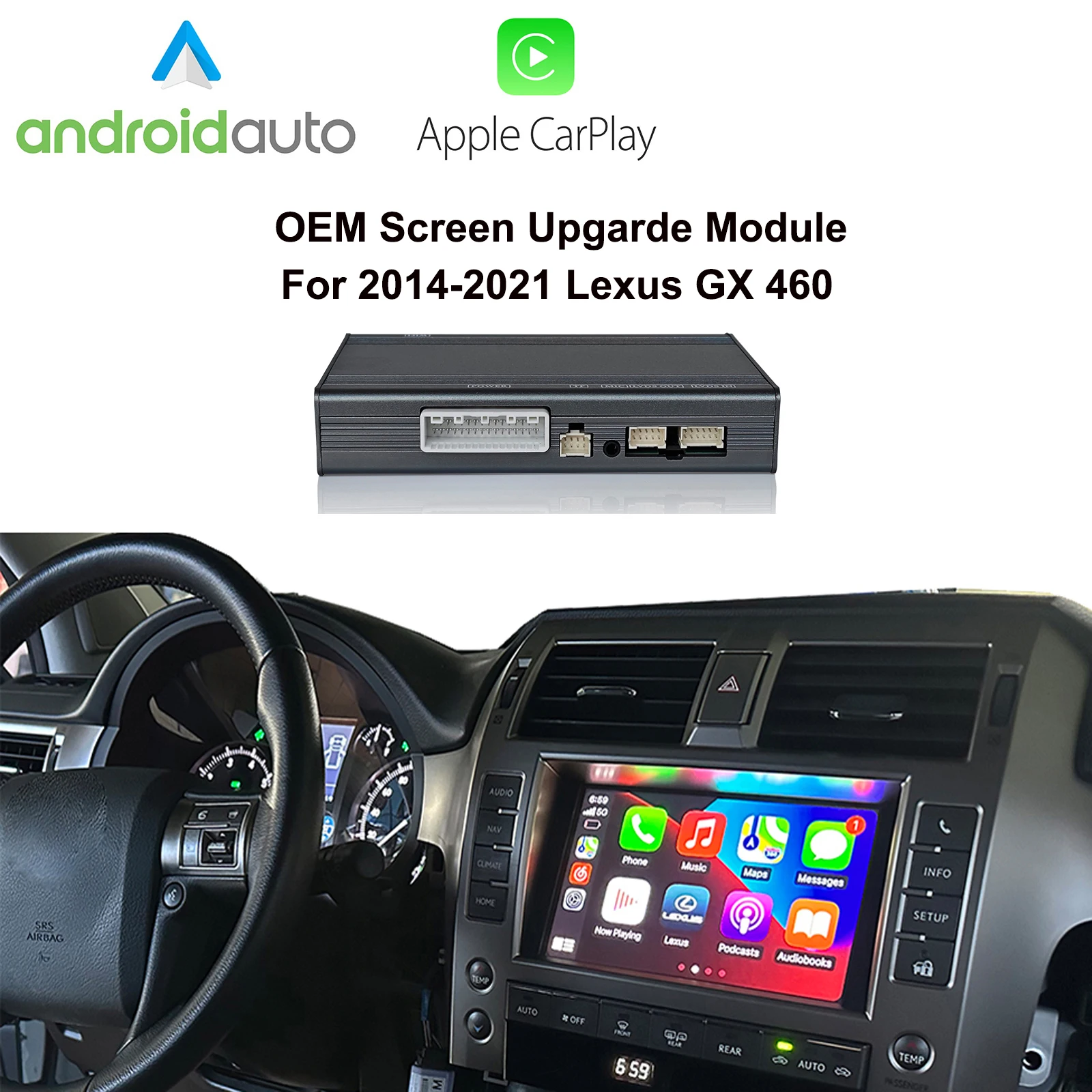 

Беспроводной Carplay Android Auto Интерфейс OEM Модуль обновления экрана для LEXUS GX460 2014-2021