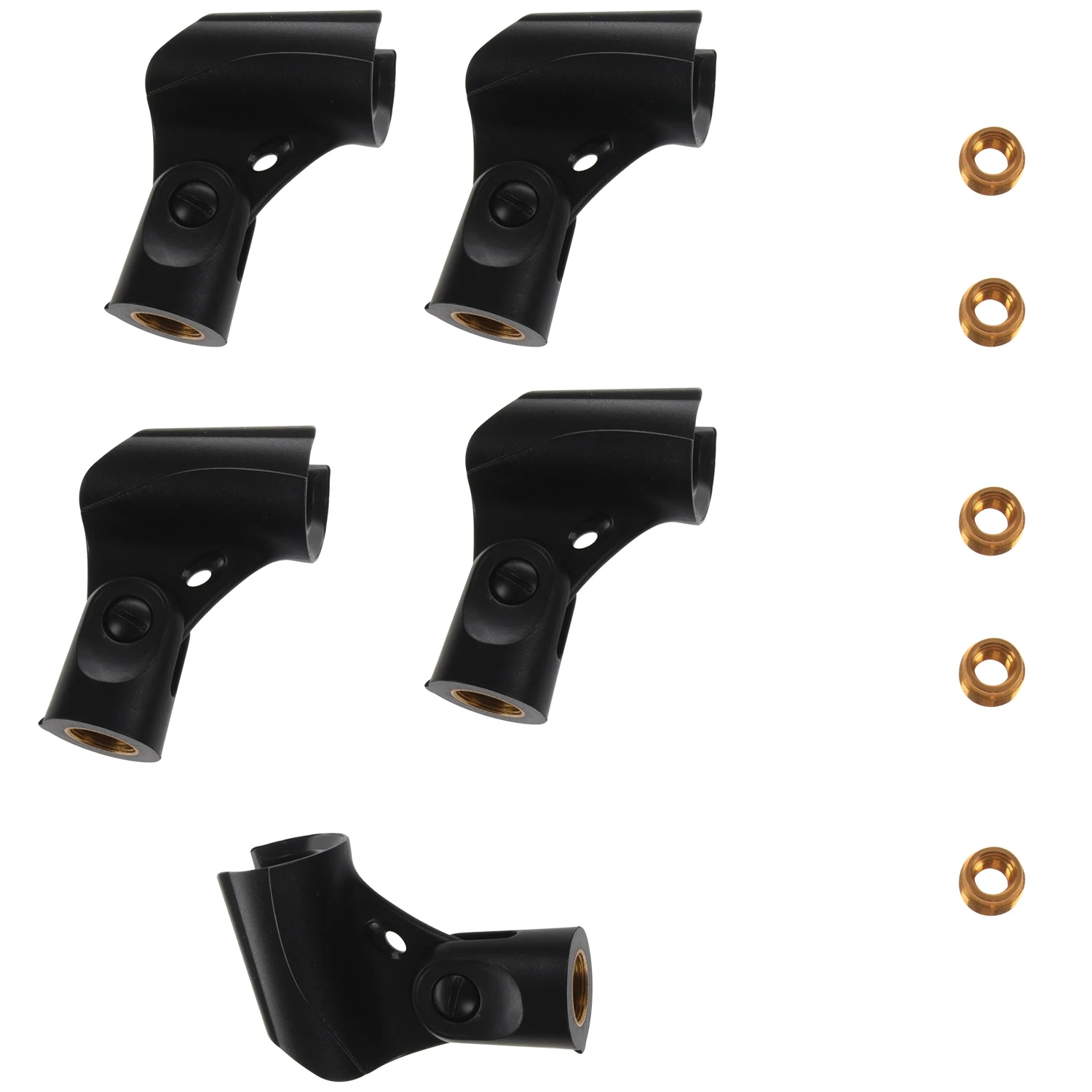 

Universal Microphone Clip Holder with 5/8 Inch Male to 3/8 Inch Female Nut Adapters Black (5-Pack)