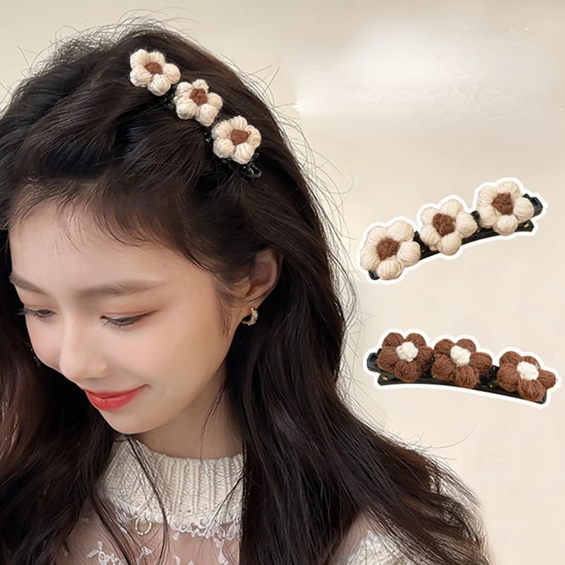 

Fashionable Wool Knitting Hairpin Women Flower Girls Hairpin Children Winter Knitting Bangclip Anti-skid Hairpin Headdress