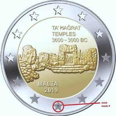 2 Euro F-Standard Bimetal Commemorative Coin at Hargret Site, Malta 2019