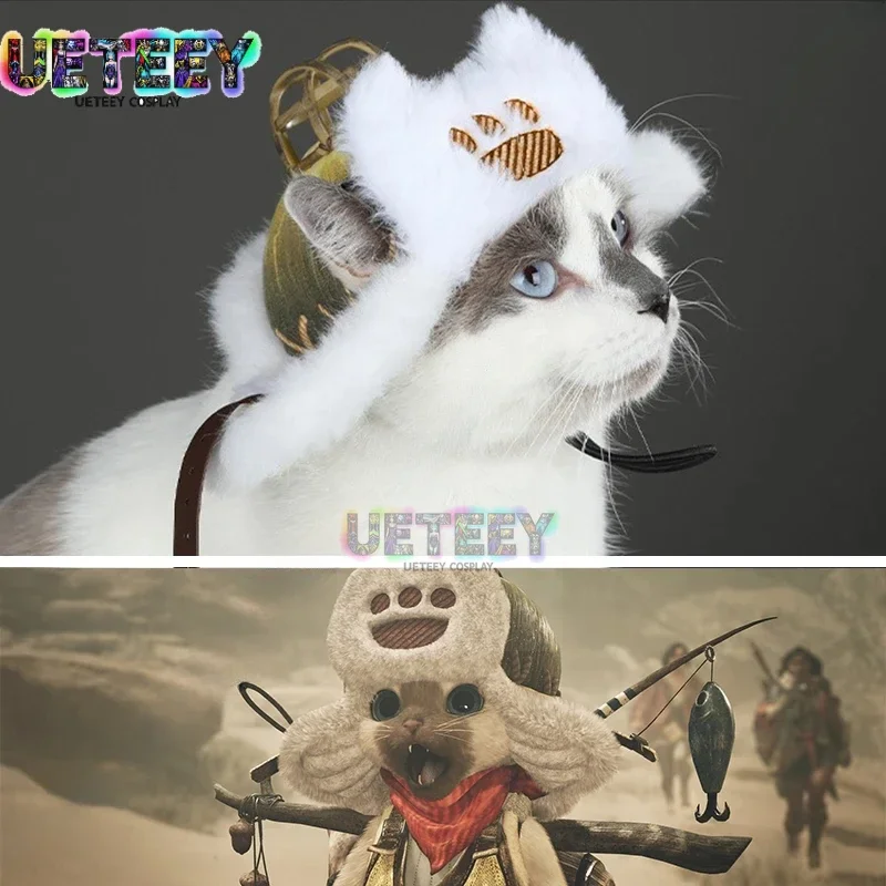 Фото UETEEY Cos Athos Monster Hunter Hat Wilds MHWilds Olivia Palico Косплей Cat Hat MHW Elite Long-haired Palico для домашних животных Кошки №1