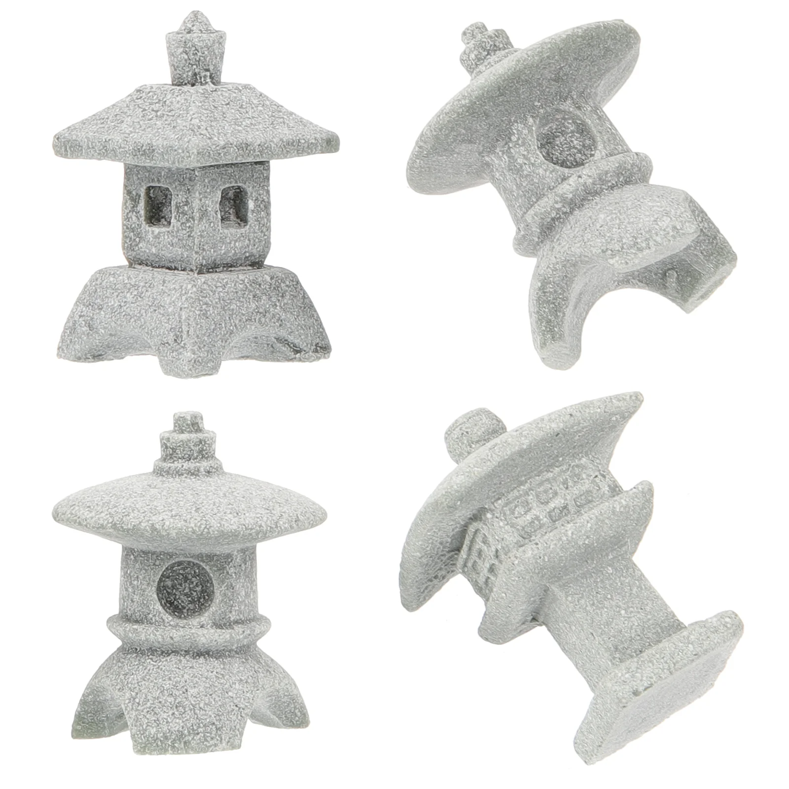 

4 Pcs Mini Pagoda Model Decoration Micro Landscape Pavilion Ornament Statue Fish Tank Accessories Decorations Sandstone