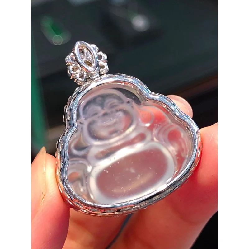 Натуральный полностью зеленый Подвеска Будды из нефрита и ледяного с