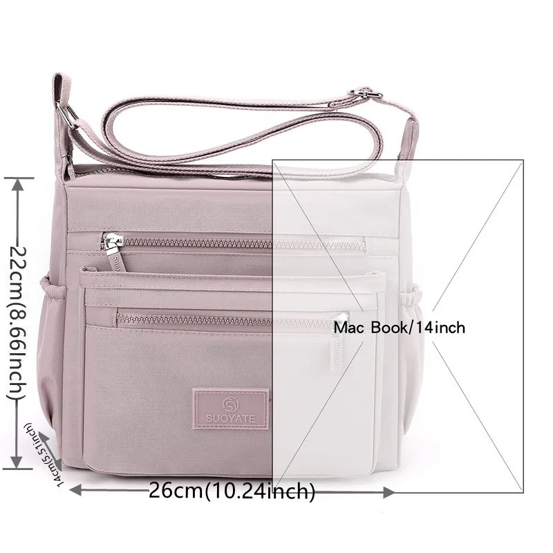 Nylon Women Shoulder Bag Fashion Female Travel Top-handle Handbag Multi-pockets Tote Girls Leasure Crossbody Bag