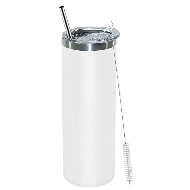 

20oz skinny Tumbler Straight Cup Heat Sublimation Thermos Bottle Stainless Steel Straw Cup With Drinkware Coffee Cup Mug