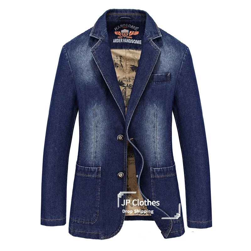 Spring and Autumn Men's Casual Denim Suit Large Size Suit Business Jacket Top 4XL Men Denim Jacket Coat High Quality Men Clothes