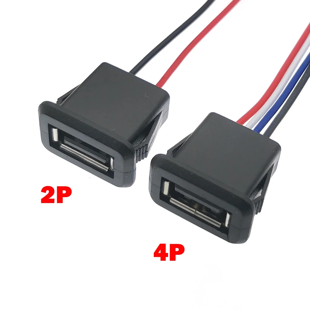 

1/2/5pcs 2Pin 4Pin USB 2.0 Female Power Jack 2P 4P USB2.0 Charging Port Connector Data Interface with Cable USB Charger Socket