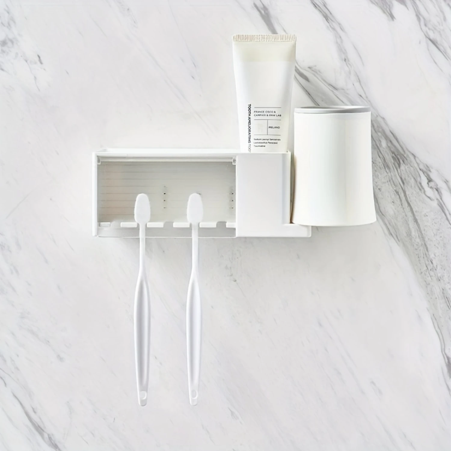 1 шт. настенный держатель для зубных щеток с чашкой и прорезями щеток-пластиковая