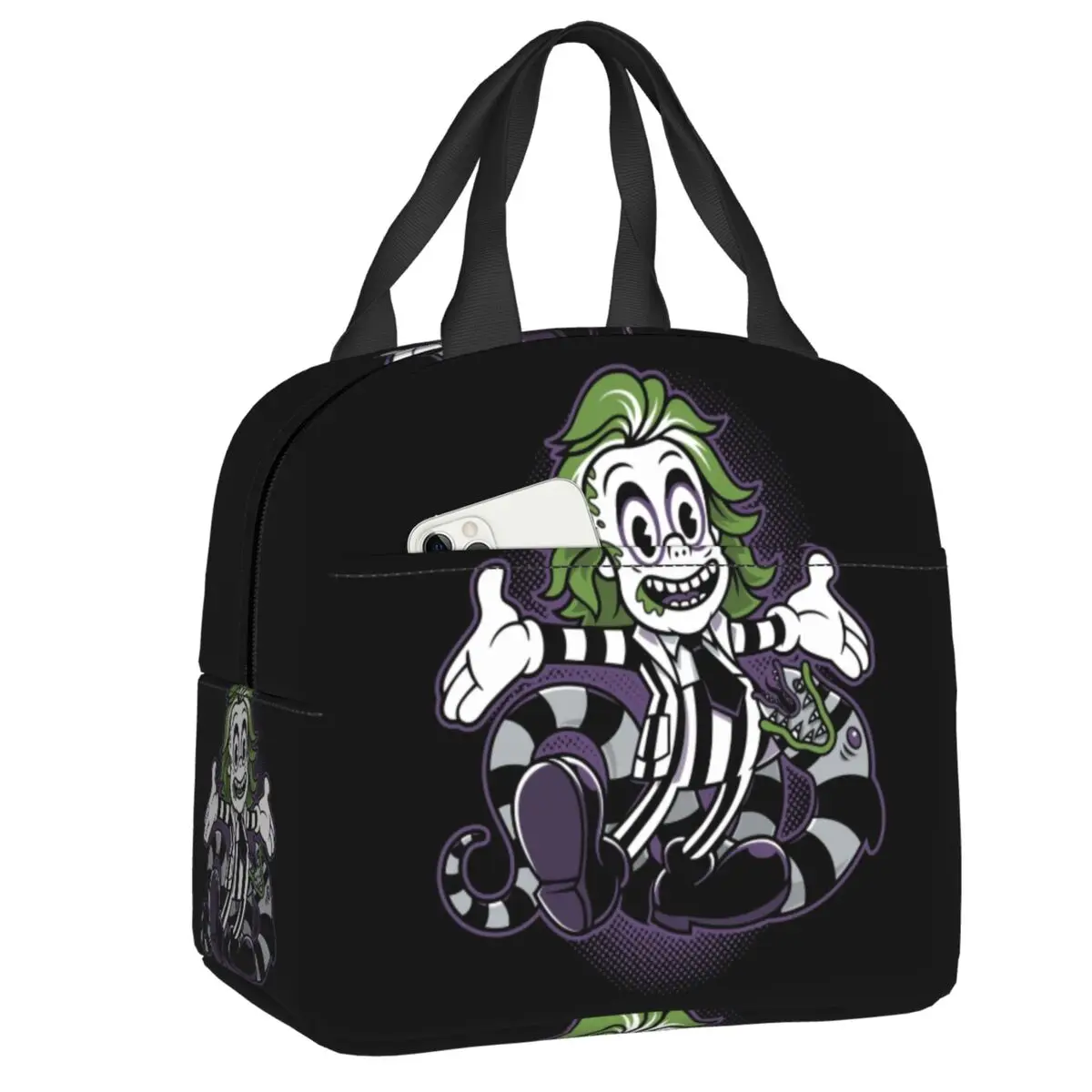 

Beetlejuice Vintage Cartoon Lunch Boxes Women Leakproof Halloween Goth Thermal Cooler Food Insulated Lunch Bag Office Work