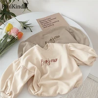 rinikinda korea baby boy romper spring soft letter cotton infant bodysuit casual hoodies overalls for children tops outwear
