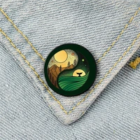 yin and yang nature printed pin custom funny brooches shirt lapel bag cute badge cartoon enamel pins for lover girl friends