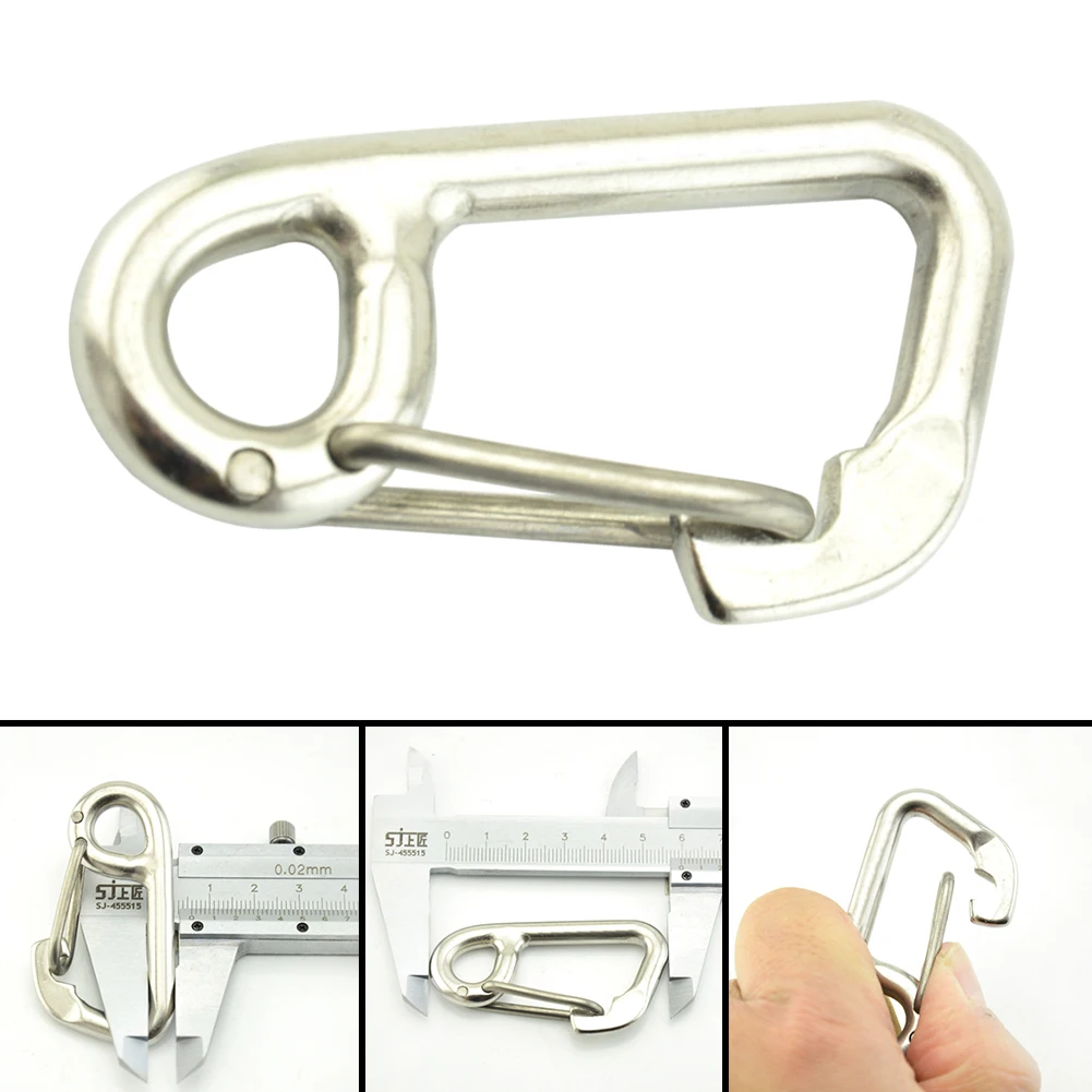 Фото Карабин Dving Hook, прочное оборудование, каяк, лодка, уличные инструменты, безопасность, подводное плавание, серебро 316, нержавеющая сталь №3