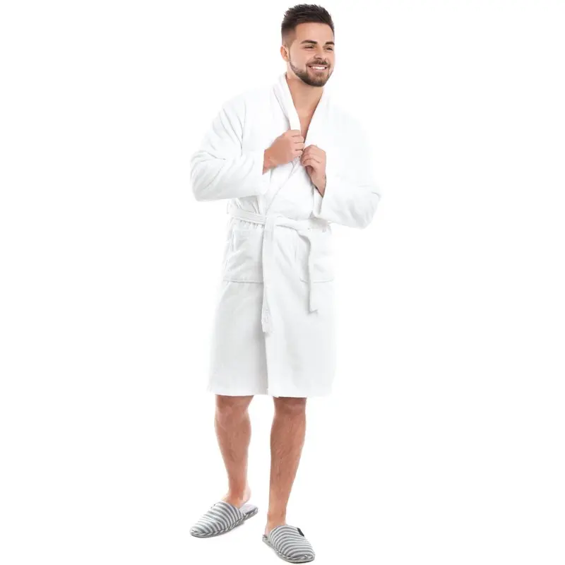 

Мужской Халат-шаль 100%, роскошный турецкий чесаный хлопок с карманами