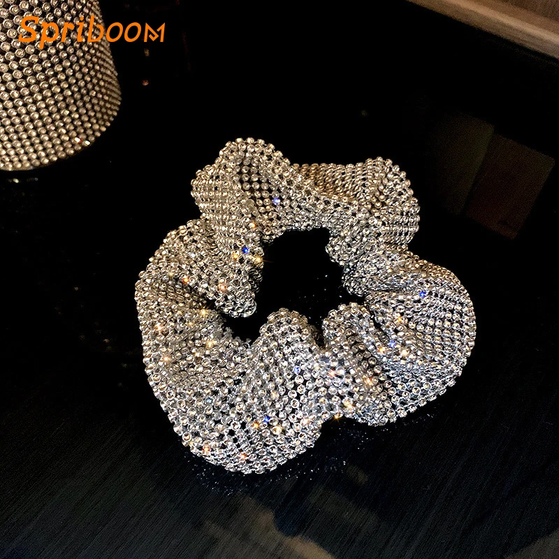 

Sparkling Rhinestine Elsatic Hair Bands for Girls Large Intestine Hairband Temperament Ties Scrunchies Luxury Hair Accessories