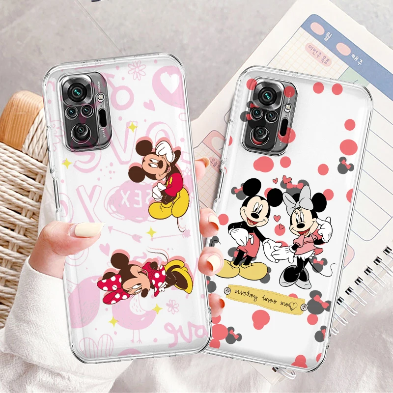 

Disney Pink Mickey Minnie Transparent Cover Phone Case For Xiaomi Redmi K50 K40 Gaming 10 10C 9AT 9A 9C 9T 8 7A 6A 5 5G Armour